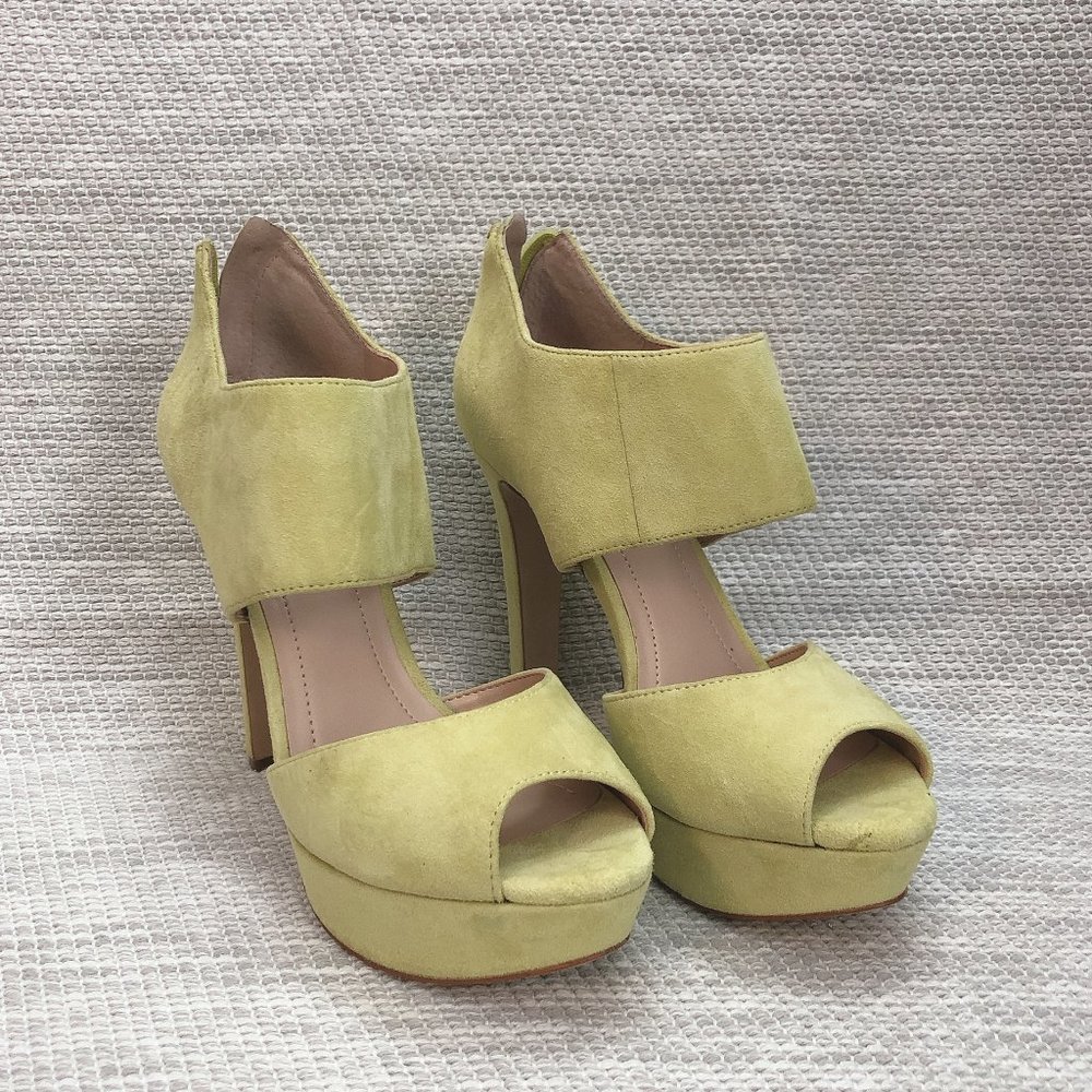 BCBGeneration Lime Green Faux Suede Heel Sandals